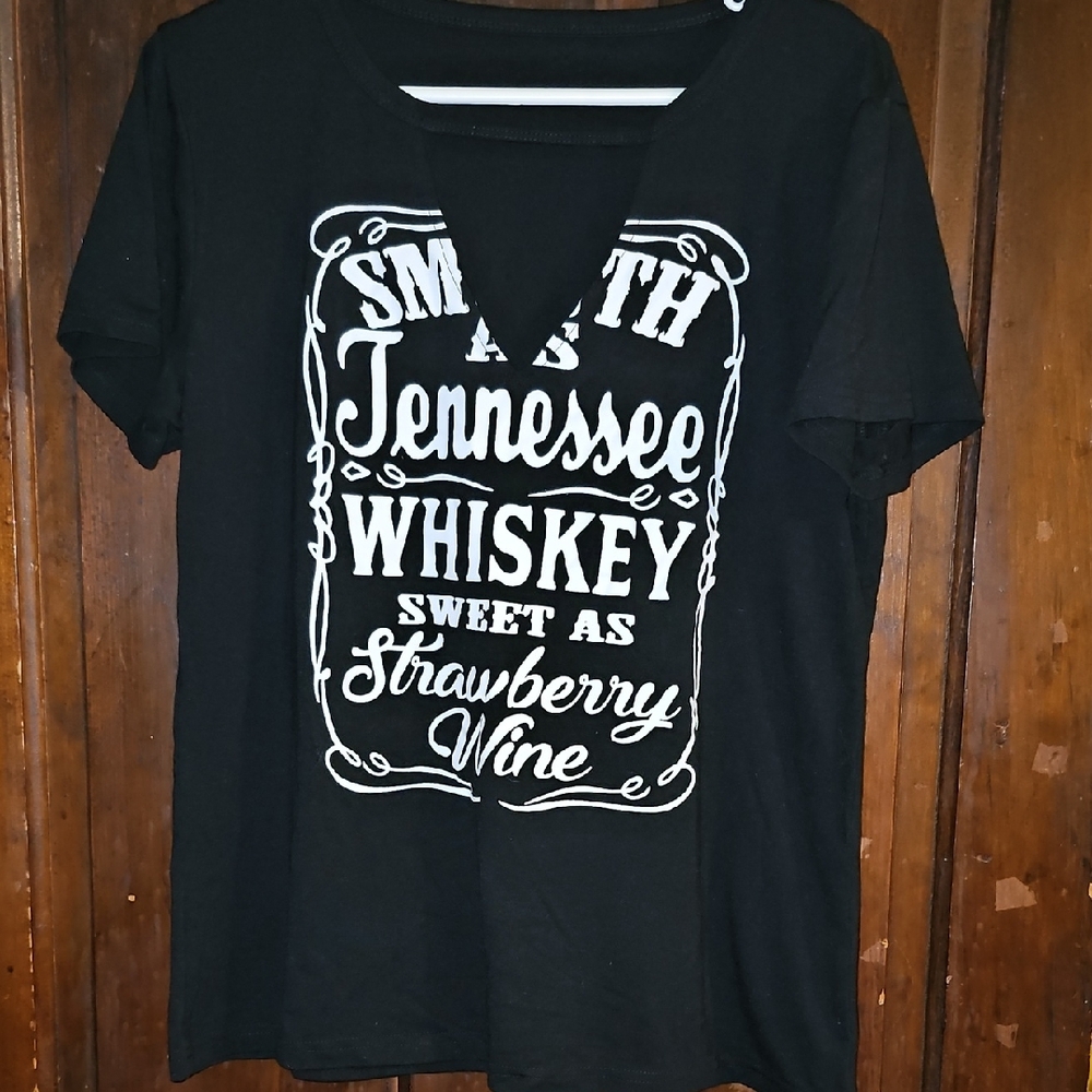 Black Graphic Tee with White Print